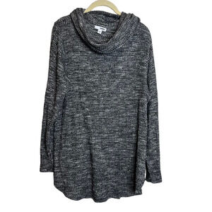 Sonoma Womens Sweater XL Heathered Gray Cowl Neck Thermal Knit